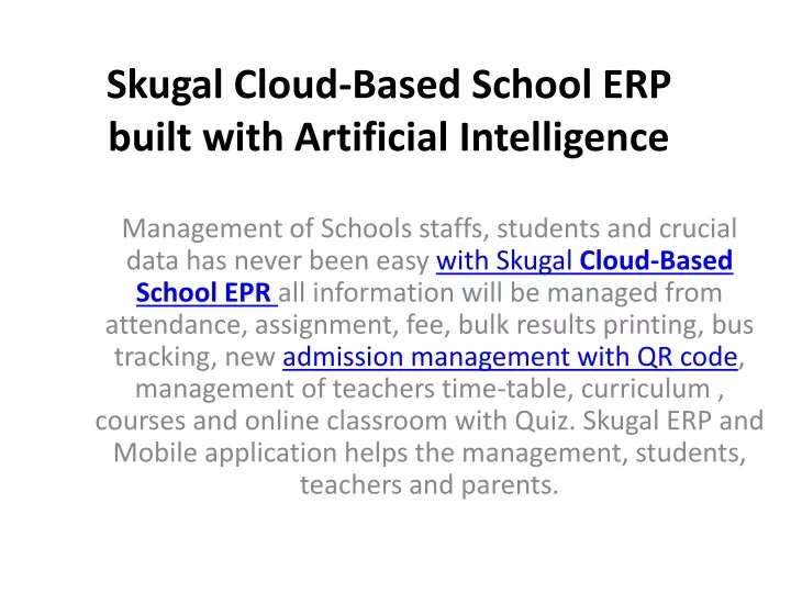 skugal cloud based school erp built with artificial intelligence