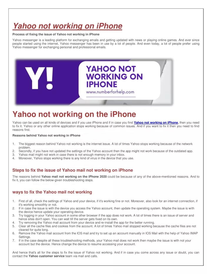 yahoo not working on iphone