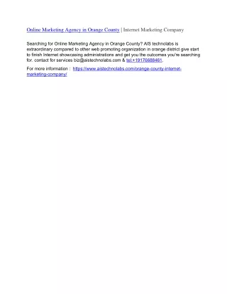 online marketing agency in orange county internet