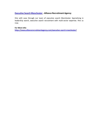 executive search manchester alliance recruitment