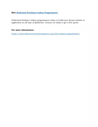 hire dedicated freelance indian programmers