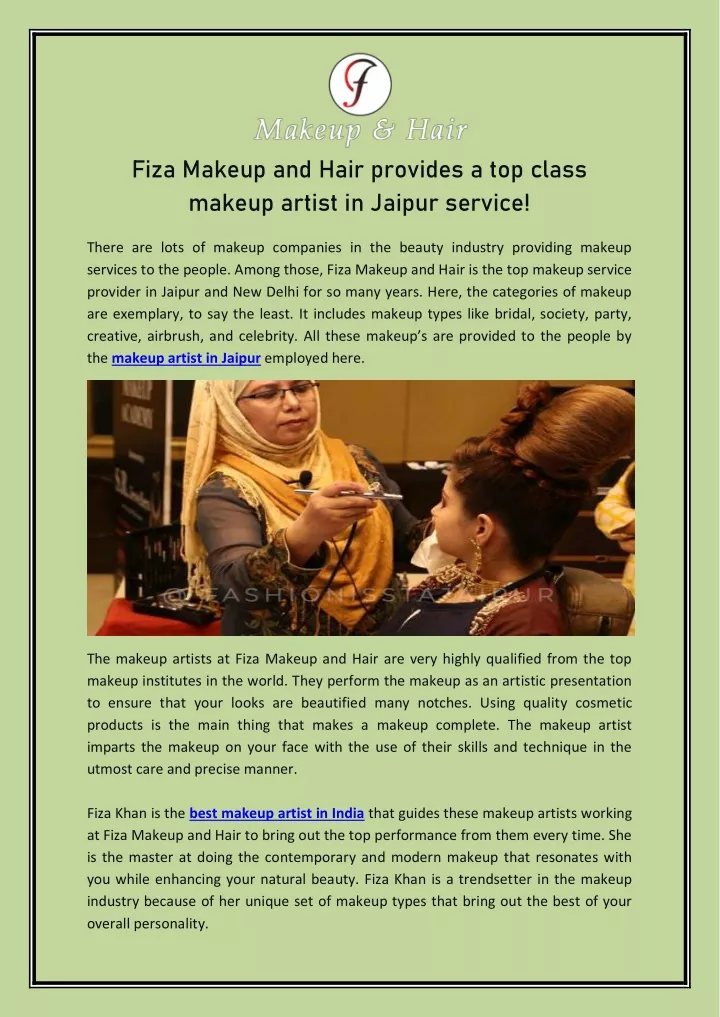 fiza makeup and hair provides a top class makeup