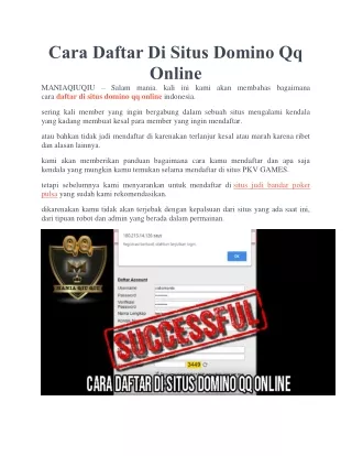 Cara Daftar Di Situs Domino Qq Online