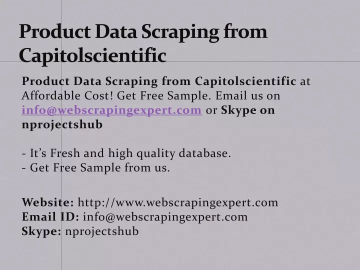 product data scraping from capitolscientific