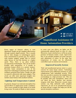 Magnificent Assistance Of Home Automation Providers