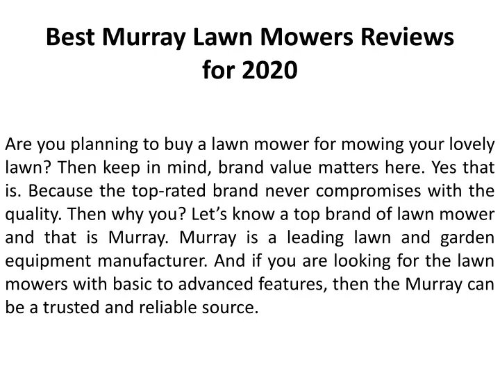 best murray lawn mowers reviews for 2020