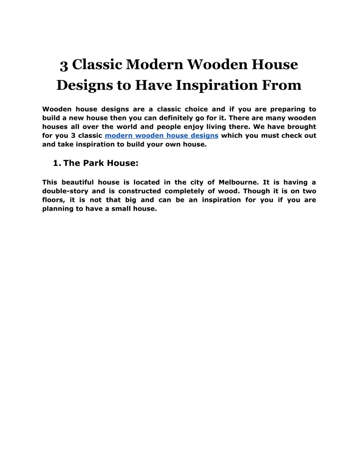 3 classic modern wooden house designs to have