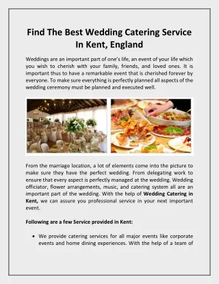 Find The Best Wedding Catering Service In Kent, England