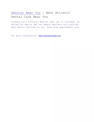 Dentist Near You | Best Holistic Dental Care Near You