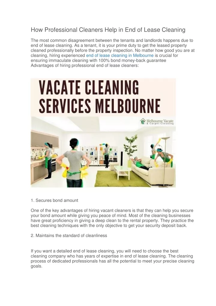 how professional cleaners help in end of lease