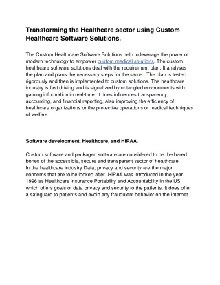 transforming the healthcare sector using custom