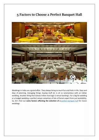 5 Factors to Choose a Perfect Banquet Hall