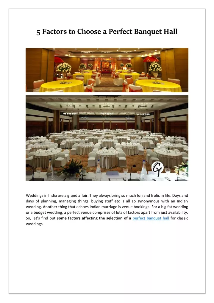 5 factors to choose a perfect banquet hall