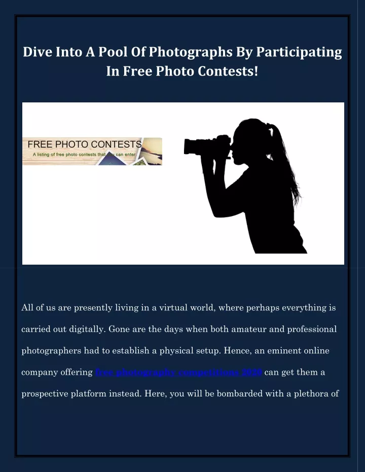 dive into a pool of photographs by participating