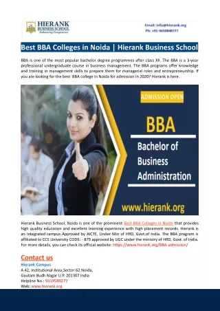 best bba colleges in noida hierank business school