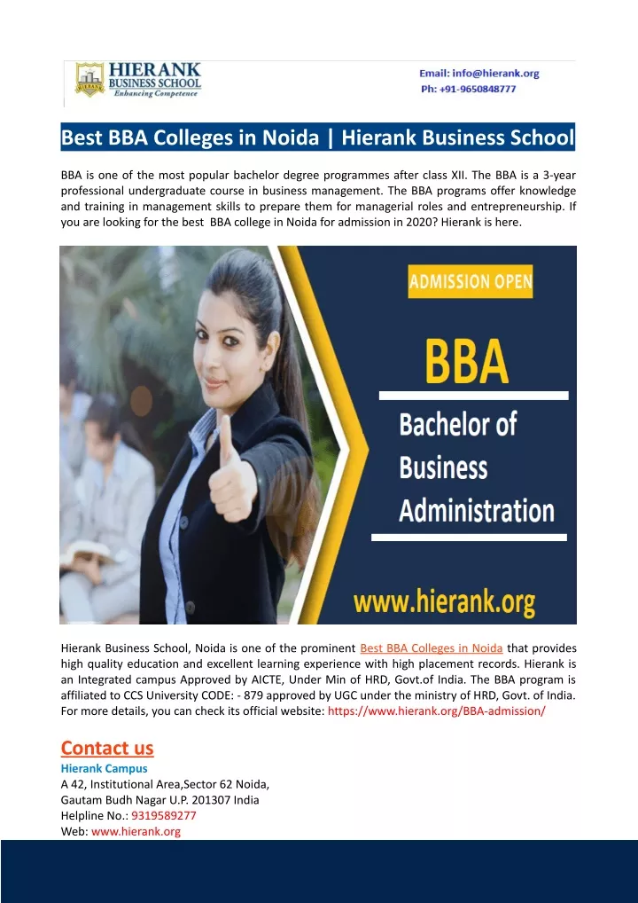 best bba colleges in noida hierank business school