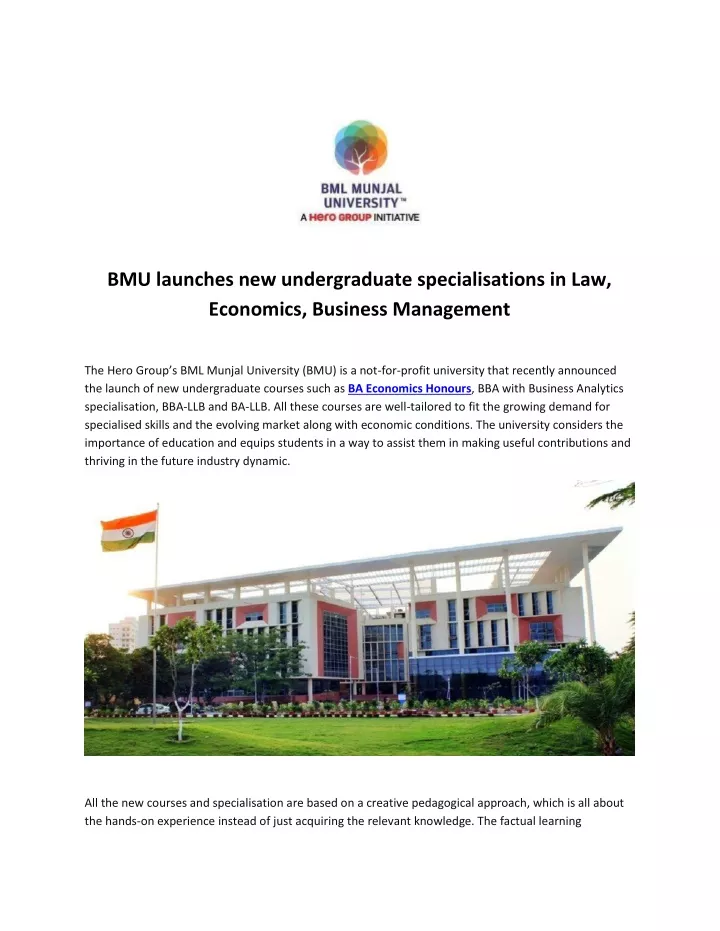 bmu launches new undergraduate specialisations