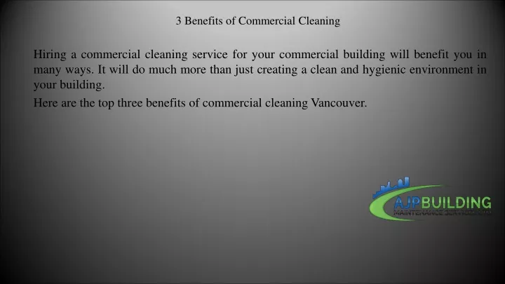 3 benefits of commercial cleaning