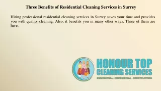 Three Benefits of Residential Cleaning Services in Surrey
