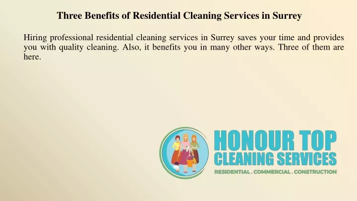 three benefits of residential cleaning services in surrey