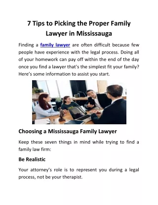 7 Tips to Picking the Proper Family Lawyer in Mississauga
