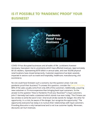 is it possible to pandemic proof your business