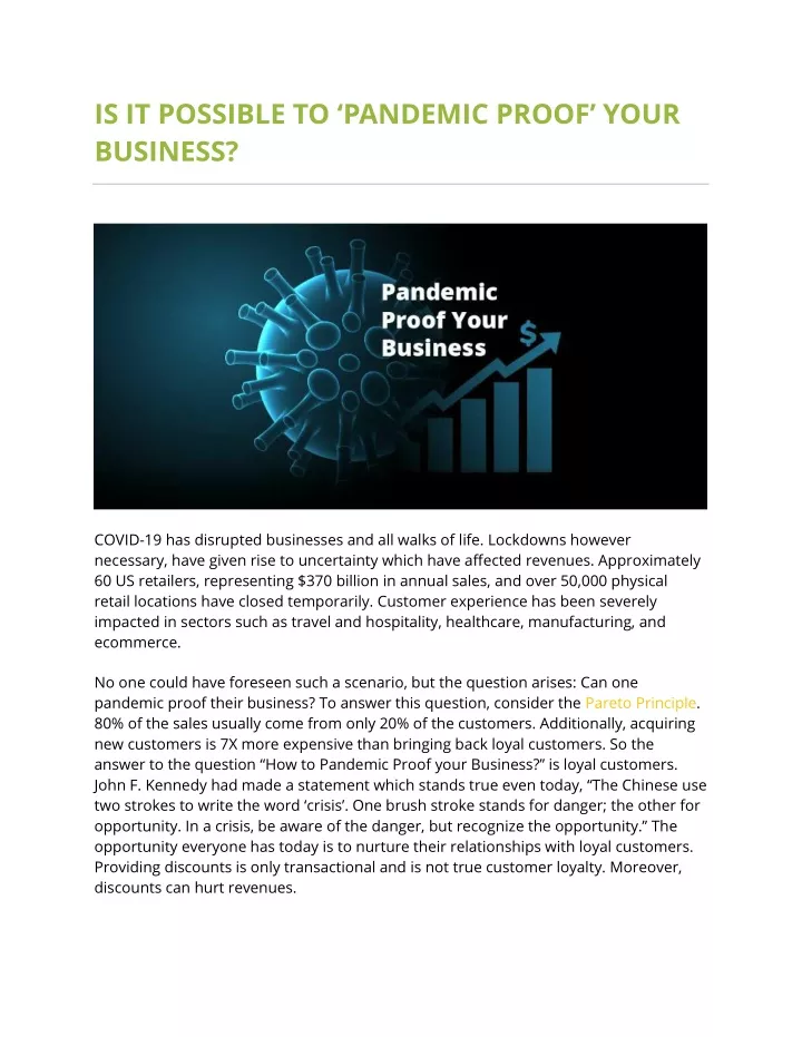 is it possible to pandemic proof your business