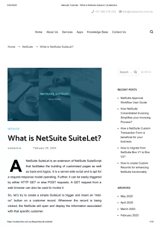 What is NetSuite SuiteLet?