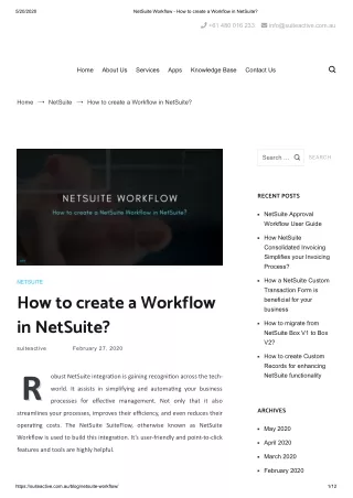 How to create a Workflow in NetSuite?