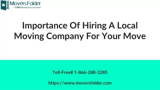 importance of hiring a local moving company for your move