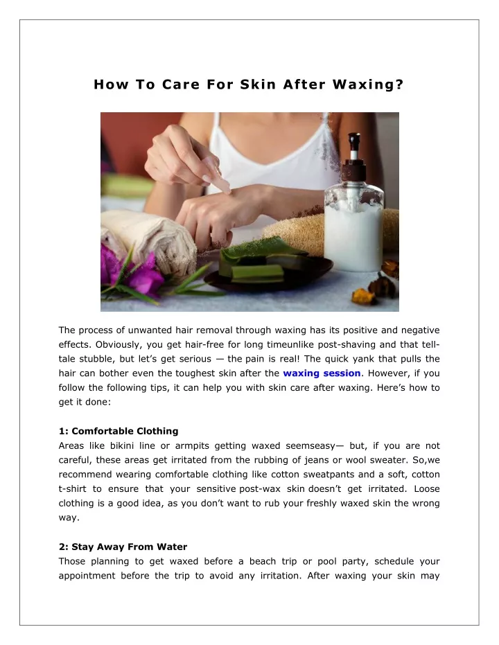 how to care for skin after waxing