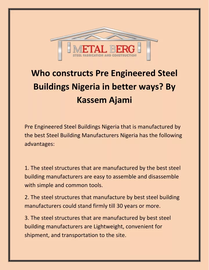 who constructs pre engineered steel buildings