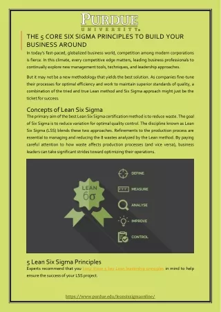 the 5 core six sigma principles to build your