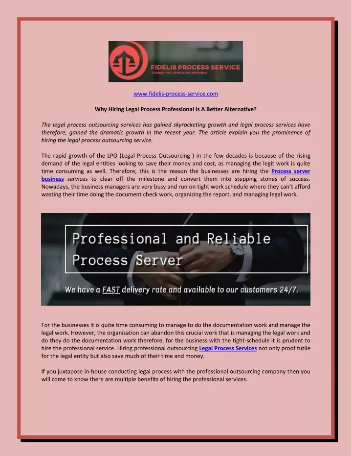 www fidelis process service com why hiring legal