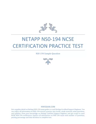 netapp ns0 194 ncse certification practice test