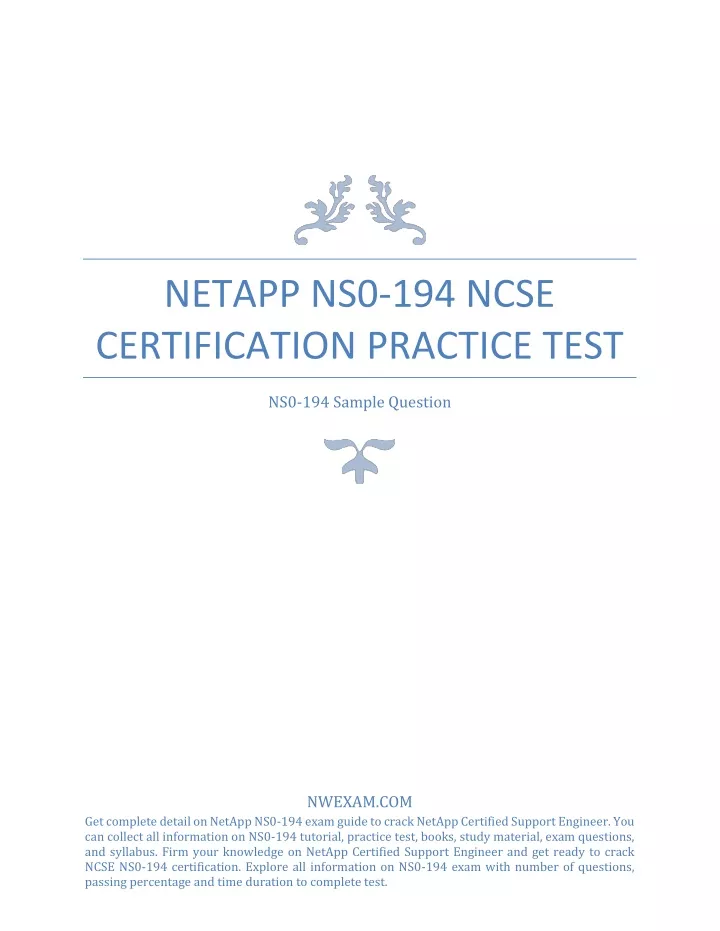 netapp ns0 194 ncse certification practice test