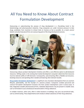 All You Need to Know About Contract Formulation Development
