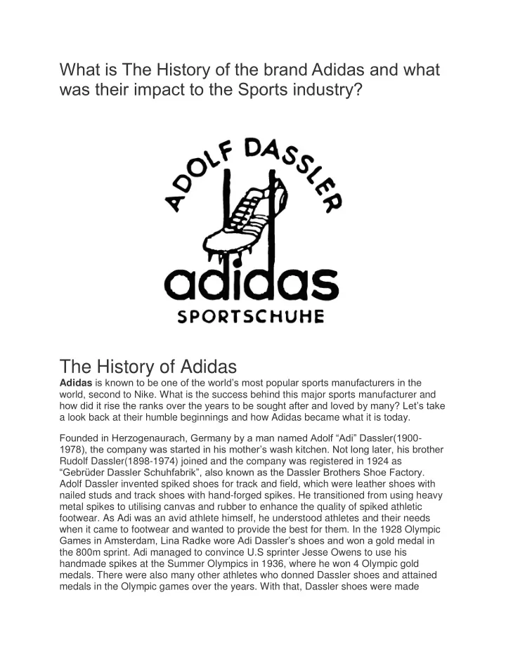 what is the history of the brand adidas and what