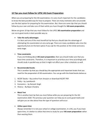 10 tips you must follow for upsc ias exam