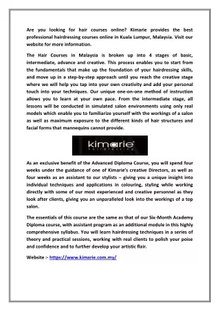 are you looking for hair courses online kimarie