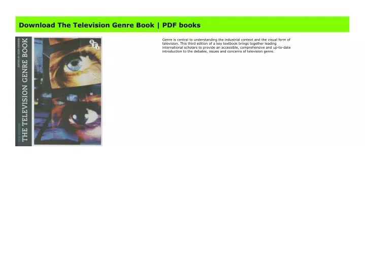 pdf download the television genre book book