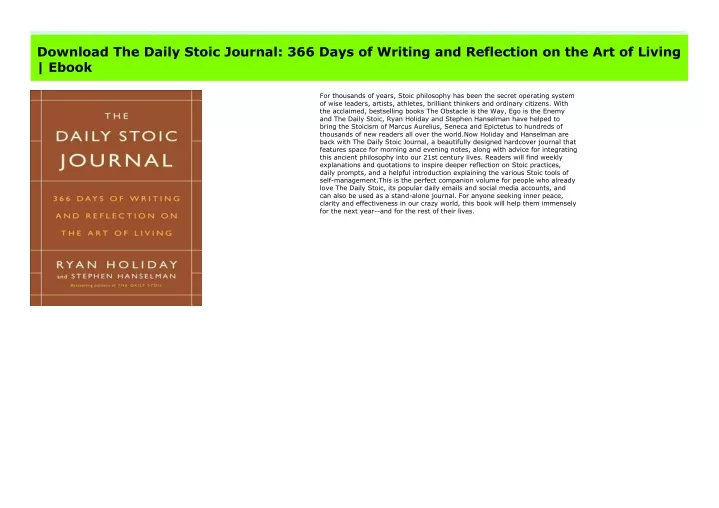 pdf download the daily stoic journal 366 days
