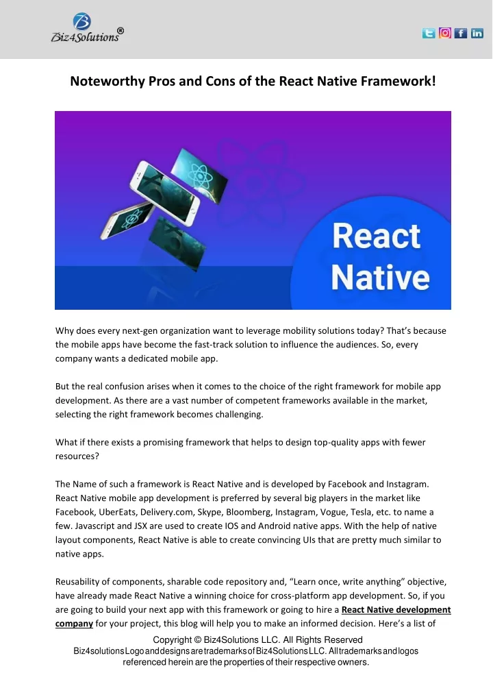 noteworthy pros and cons of the react native