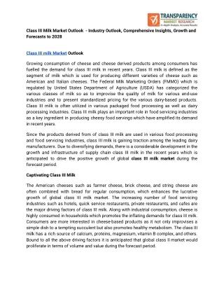 class iii milk market outlook industry outlook