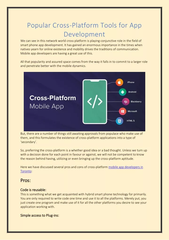 popular cross platform tools for app development