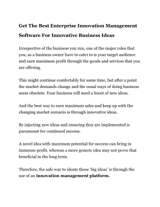 Get The Best Enterprise Innovation Management Software For Innovative Business Ideas