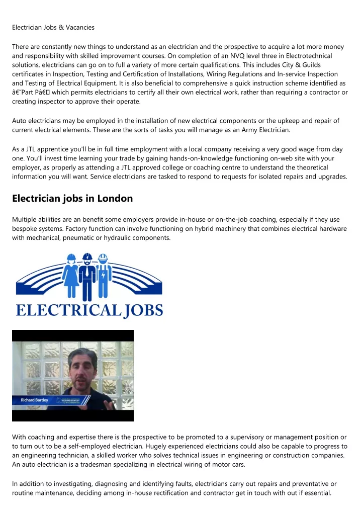 electrician jobs vacancies