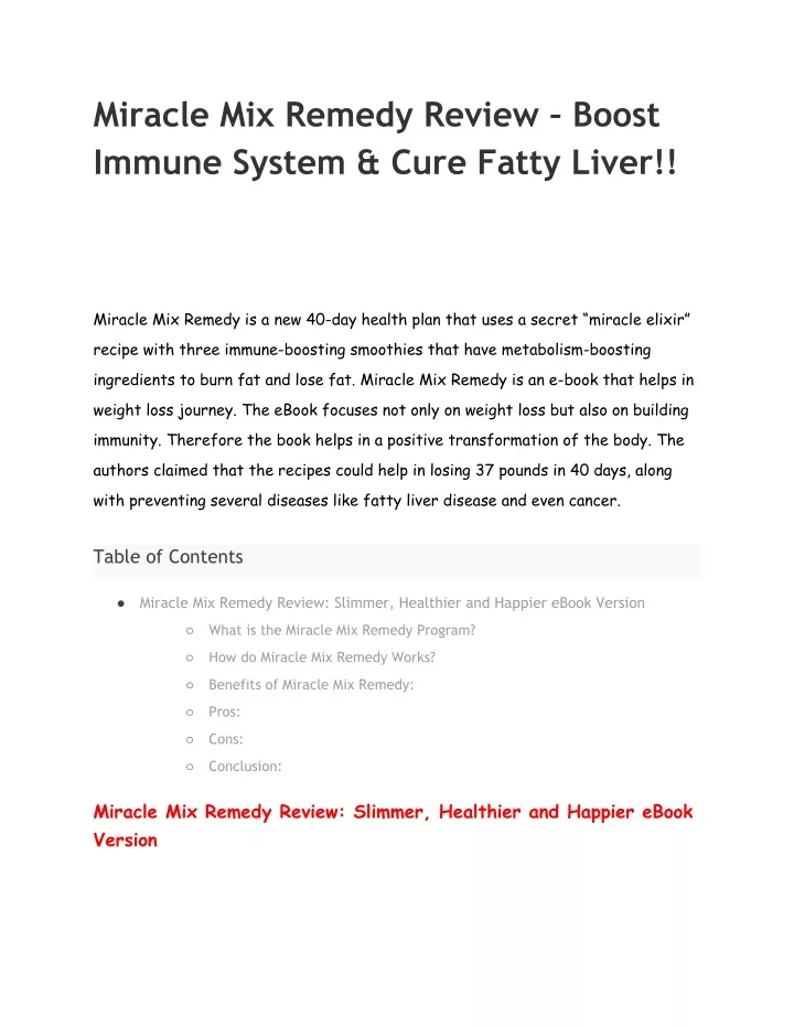 miracle mix remedy review boost immune system