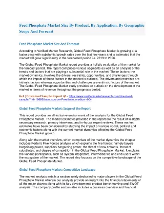 Feed Phosphate Market Size By Product, By Application, By Geographic Scope And Forecast