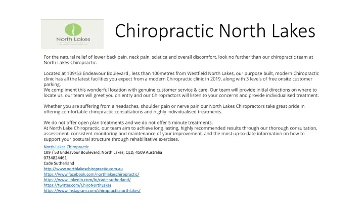 chiropractic north lakes